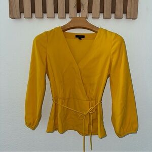 J.Crew Yellow Wrap Top